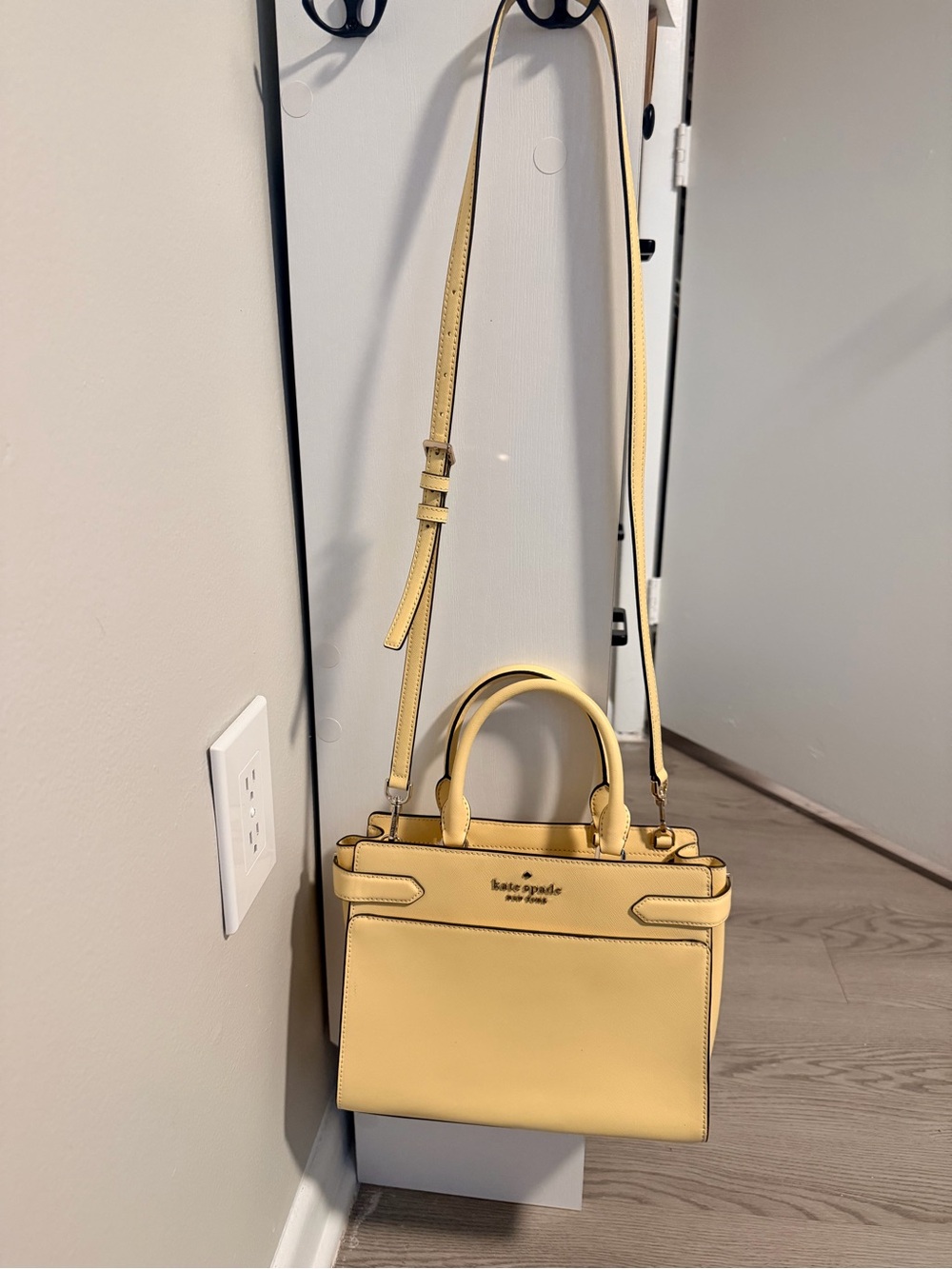 kate spade Lemon Yellow Leather Top-Handle Satchel with Crossbody Strap